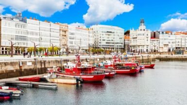 Glazed Buildings On The A Coruna Waterfront, Spain