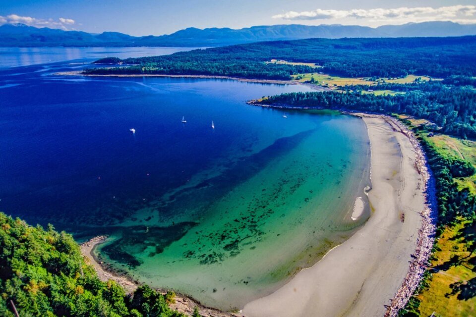Aerial view of Hornby Island, Canada